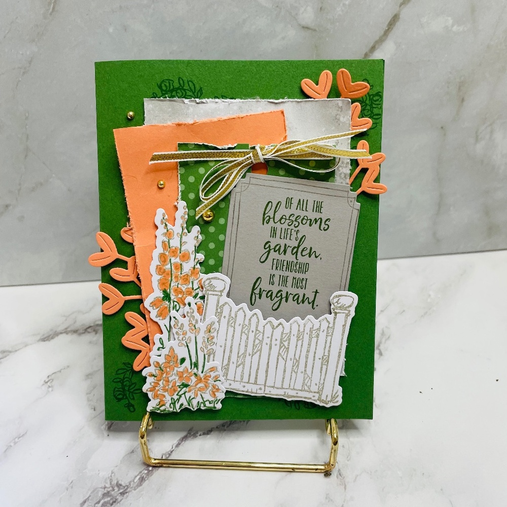Friendship Garden Themed Handmade Greeting Card